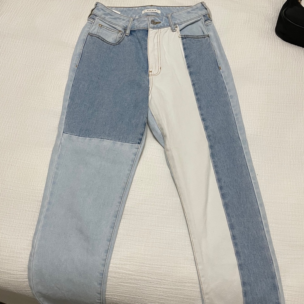 patterned jeans
